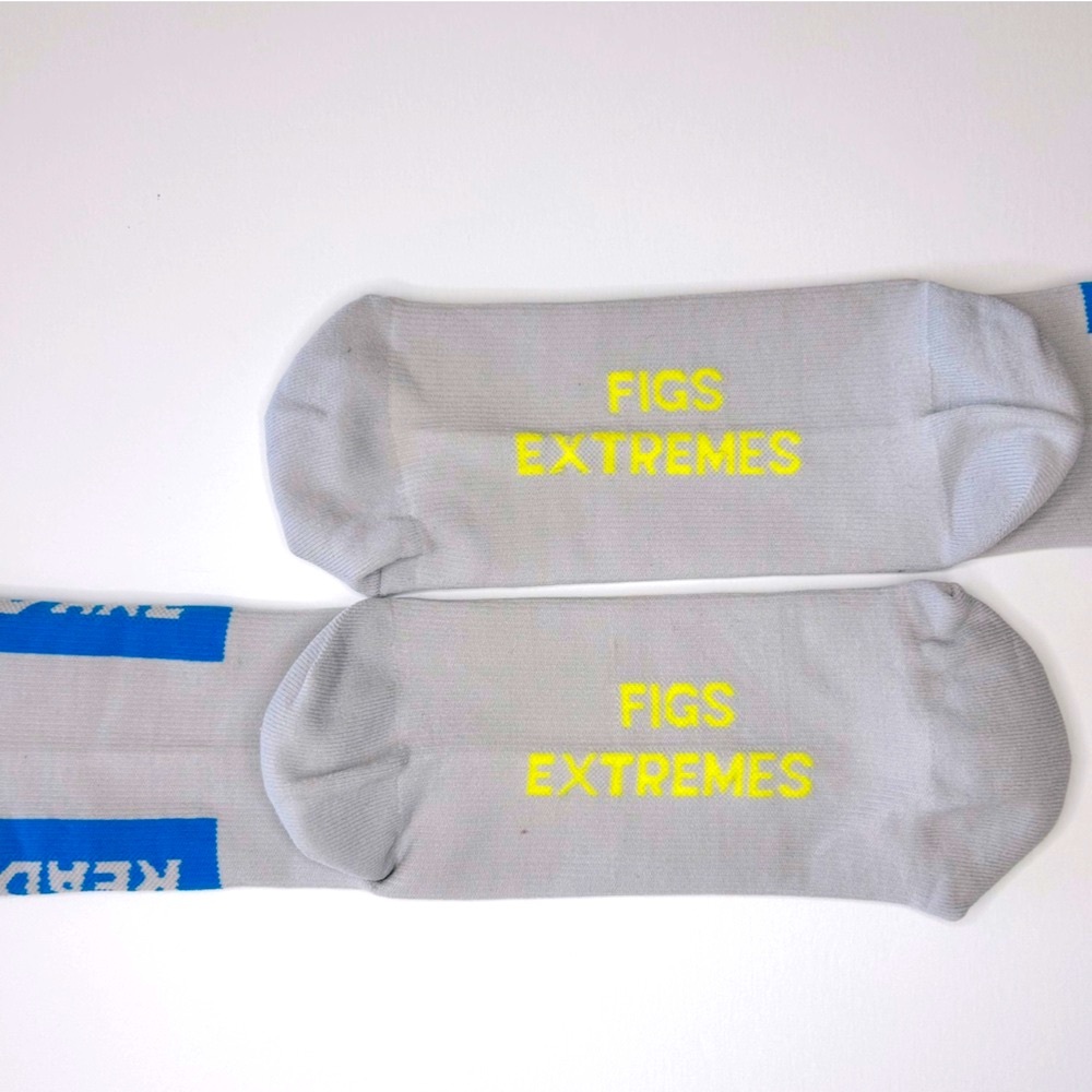 FIGS New EXTREMES Compression Socks READY WHEN YOU ARE Gray Blue Yellow - Picture 6 of 6